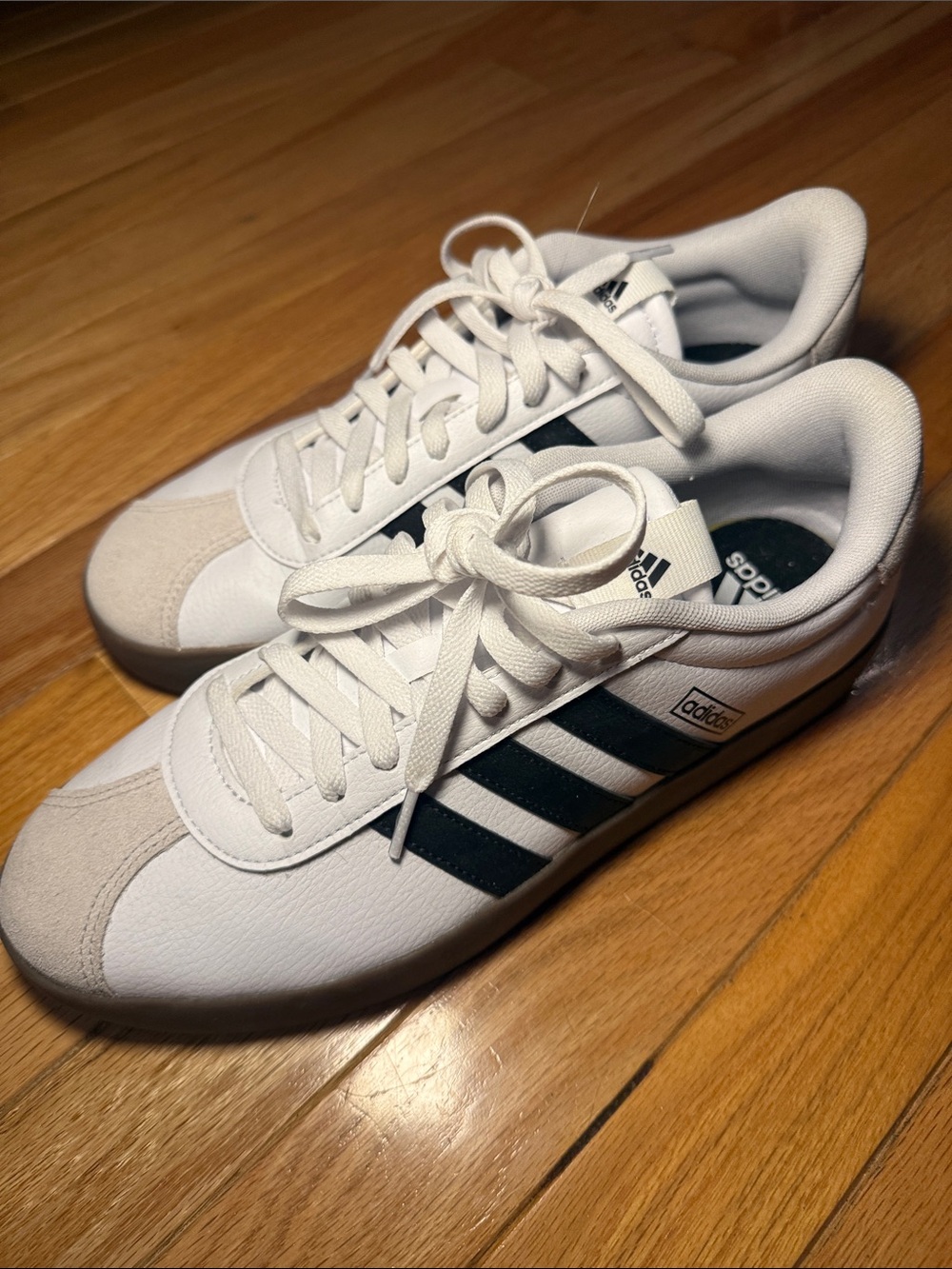 adidas White Sneakers with Black Three-Stripes